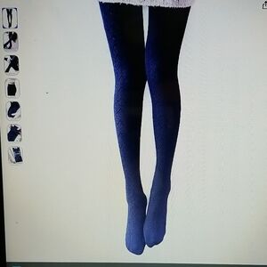 Vero Monte Modal & Cotton Opaque Knitted Patterned Tights Navy Blue New In Box
